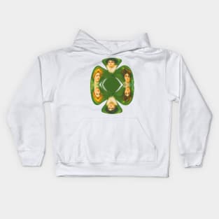 The green clover girls. girls faces, romantic vintage painting Kids Hoodie